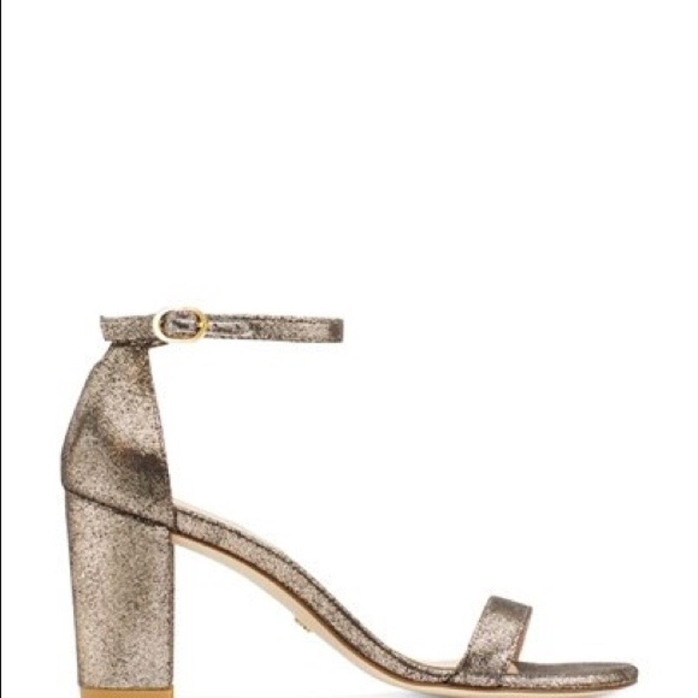 Stewart Weitzeman Nearlynude Platino Gold Sandals